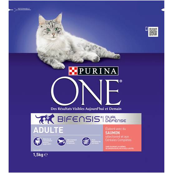 Purina One - Croquettes chat Adulte au Saumon et aux Céréales Complètes 1,5 kg - PURINA ONE - Image 1