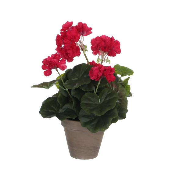 Mica Decorations - Géranium rose foncé artificiel en pot H.34 x Ø 20 cm - Image 1