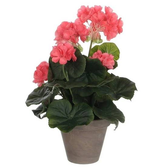 Mica Decorations - Géranium saumon artificiel en pot H.34 x Ø 20 cm - Image 4