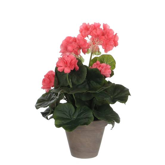 Mica Decorations - Géranium saumon artificiel en pot H.34 x Ø 20 cm - Image 3