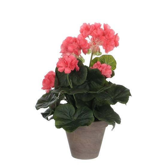 Mica Decorations - Géranium saumon artificiel en pot H.34 x Ø 20 cm - Image 1