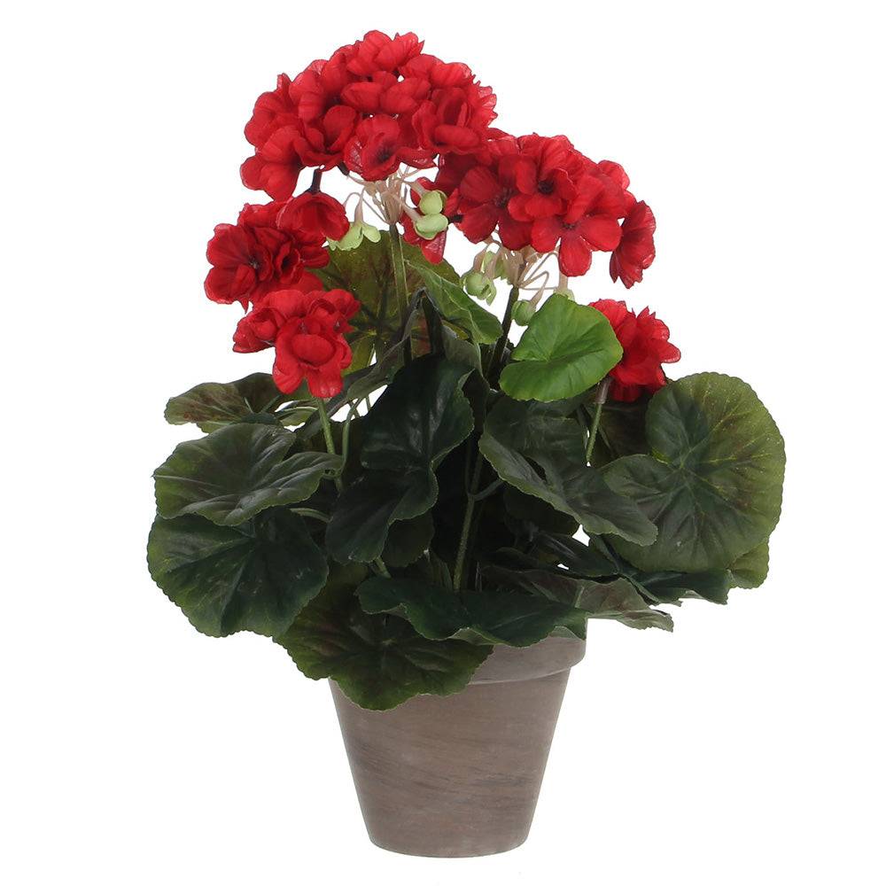 Geranium rouge en pot Stan gris d11,5cm ,polyester,Ø. 20 xH.34 cm