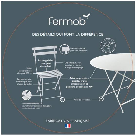 Fermob - Chaise de jardin pliante acier piment Bistro Fermob - Image 8