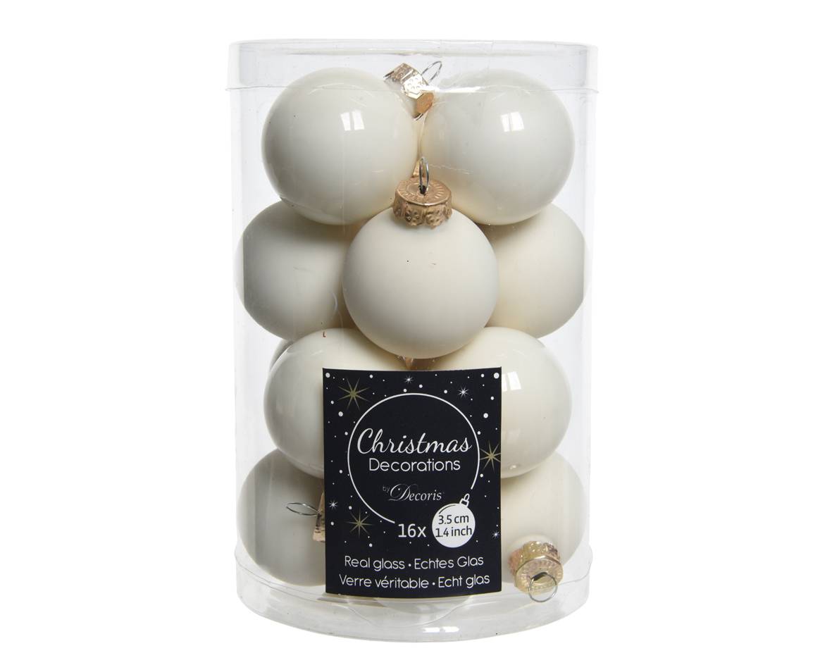 Decoris - Decoris - 16 Mini Boules en verre coloris Blanc laine Ø.3,5 cm