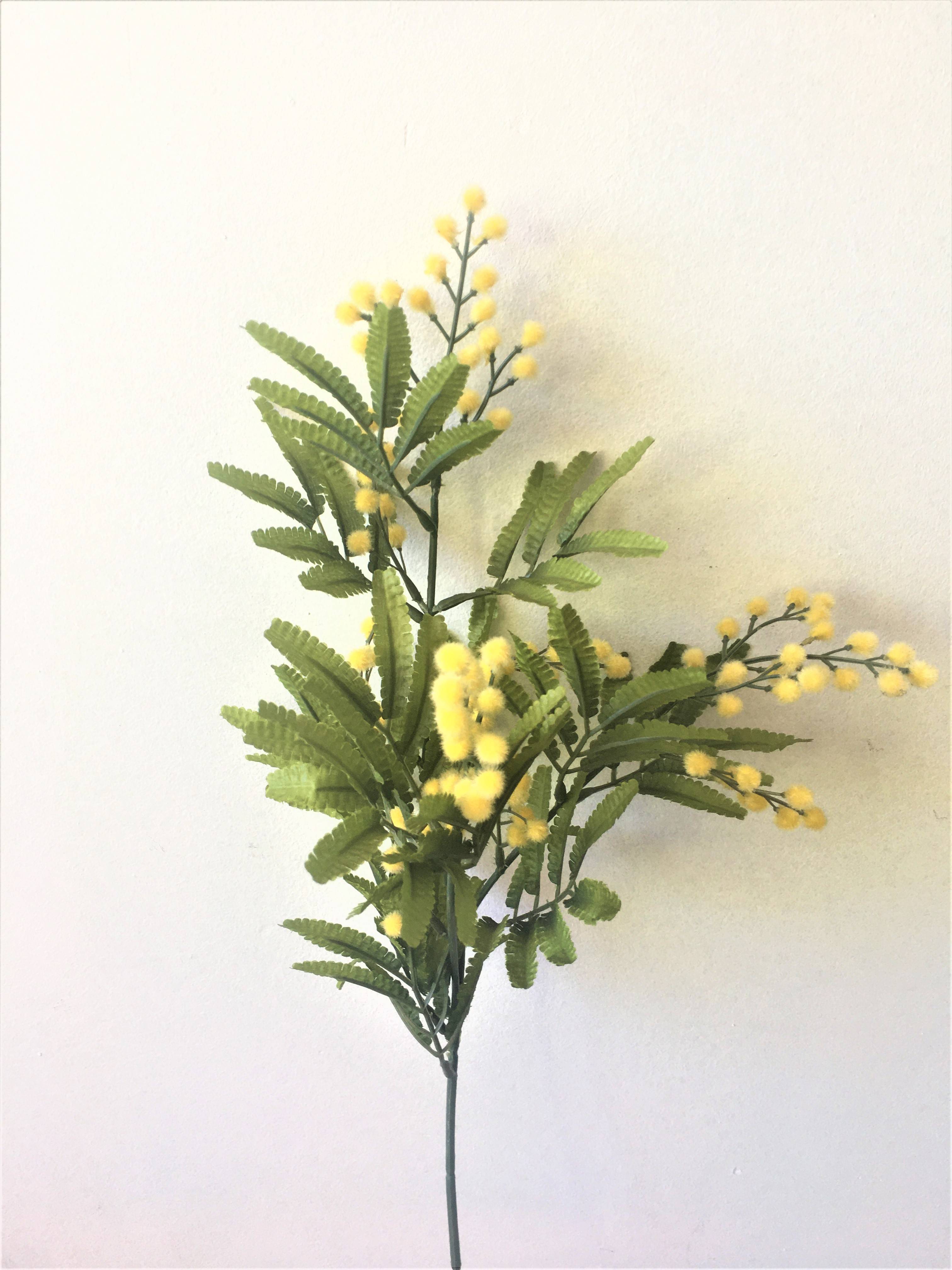 Tige mimosa jaune artificielle 76 cm