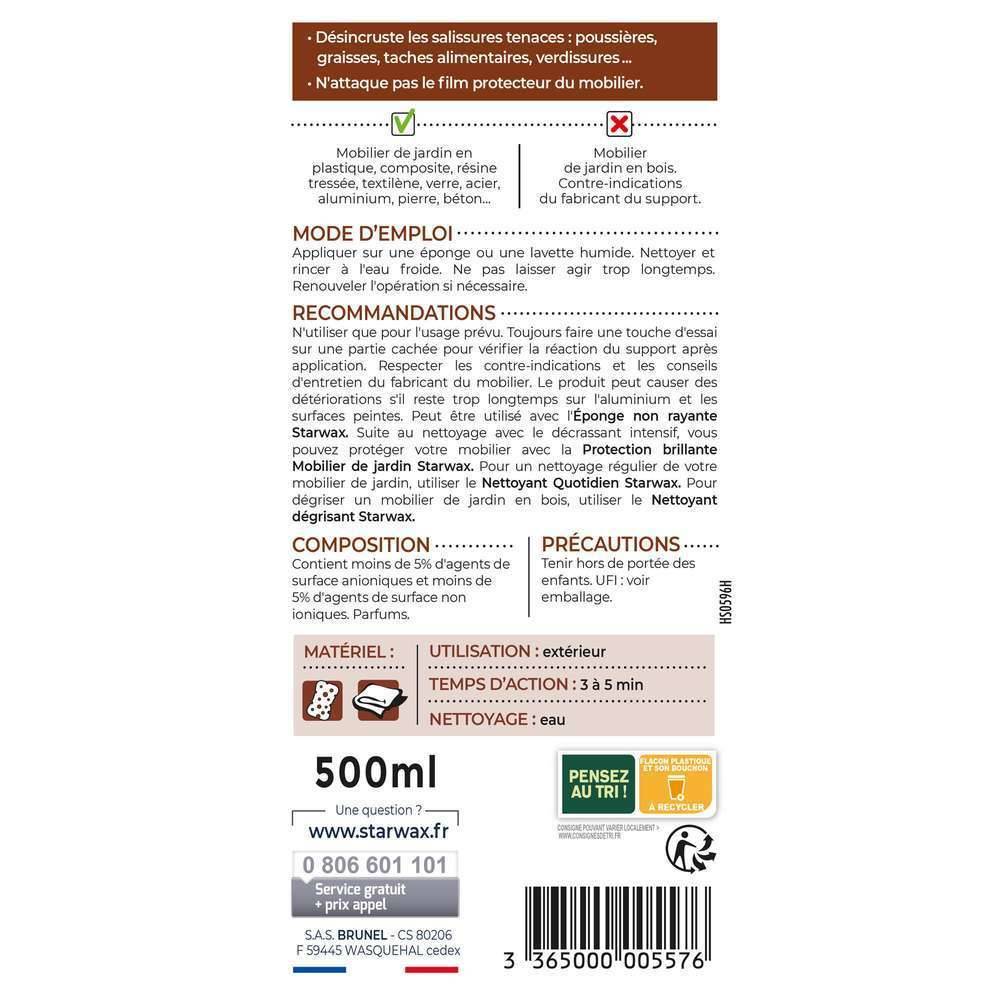 Starwax - DECRASSANT MULTI-SUPPORTS POUR MOBILIER DE JARDIN 500ML - Image 1