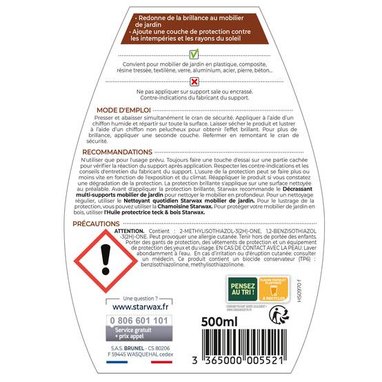 Starwax - Starwax - Protection brillante mobilier de jardin 500 ml - Image 2