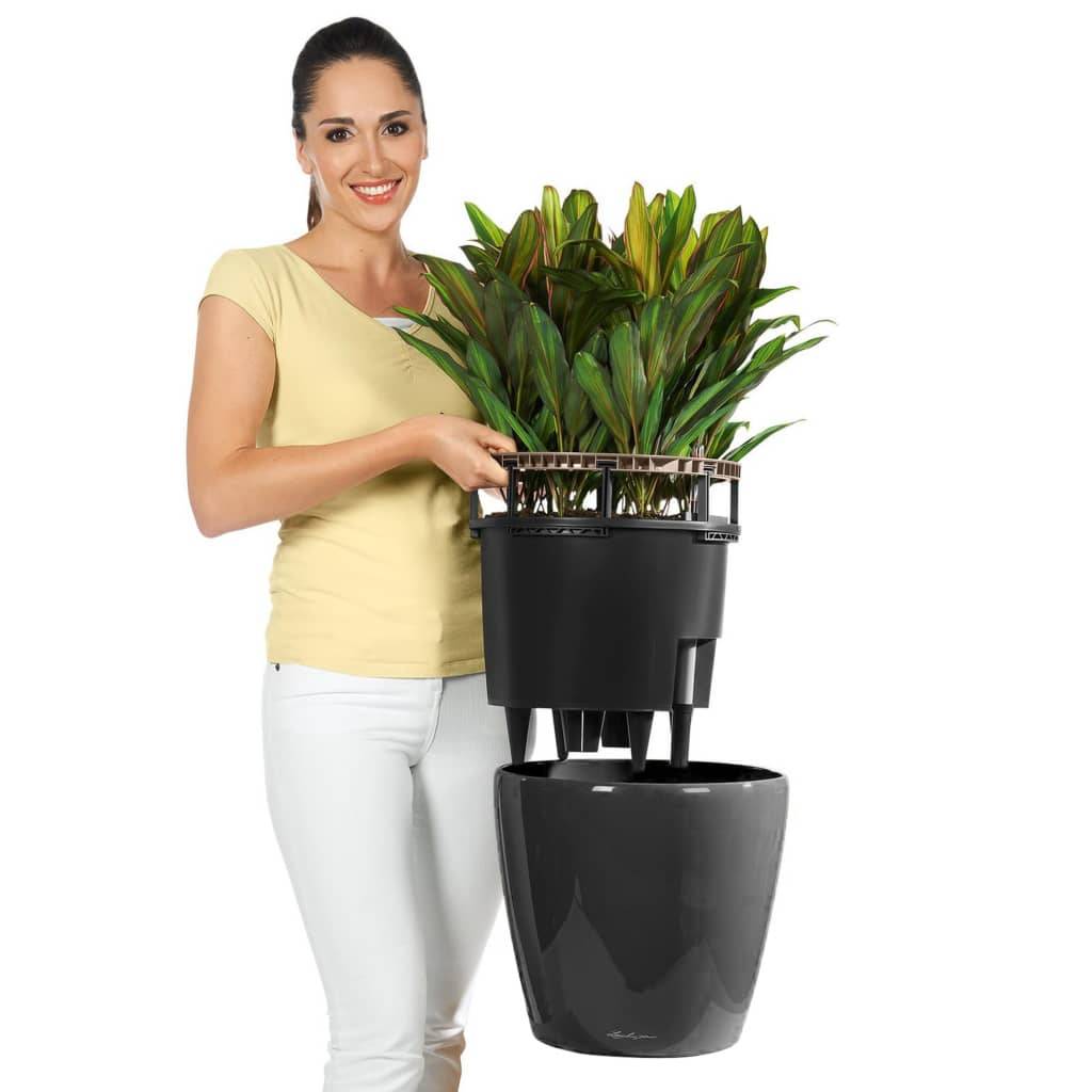 Jardinière Classico LS 43 ALL-IN-ONE plastique charbon Ø43xH.39.5 cm - Lechuza - Imagen 4