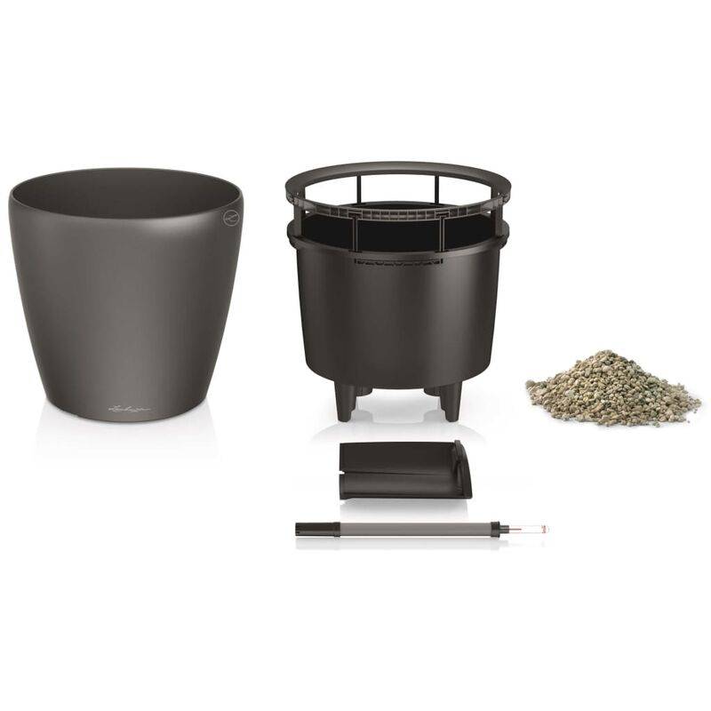 Jardinière Classico LS 28 ALL-IN-ONE plastique charbon métallisé Ø28xH.26 cm - Lechuza - Imagen 3