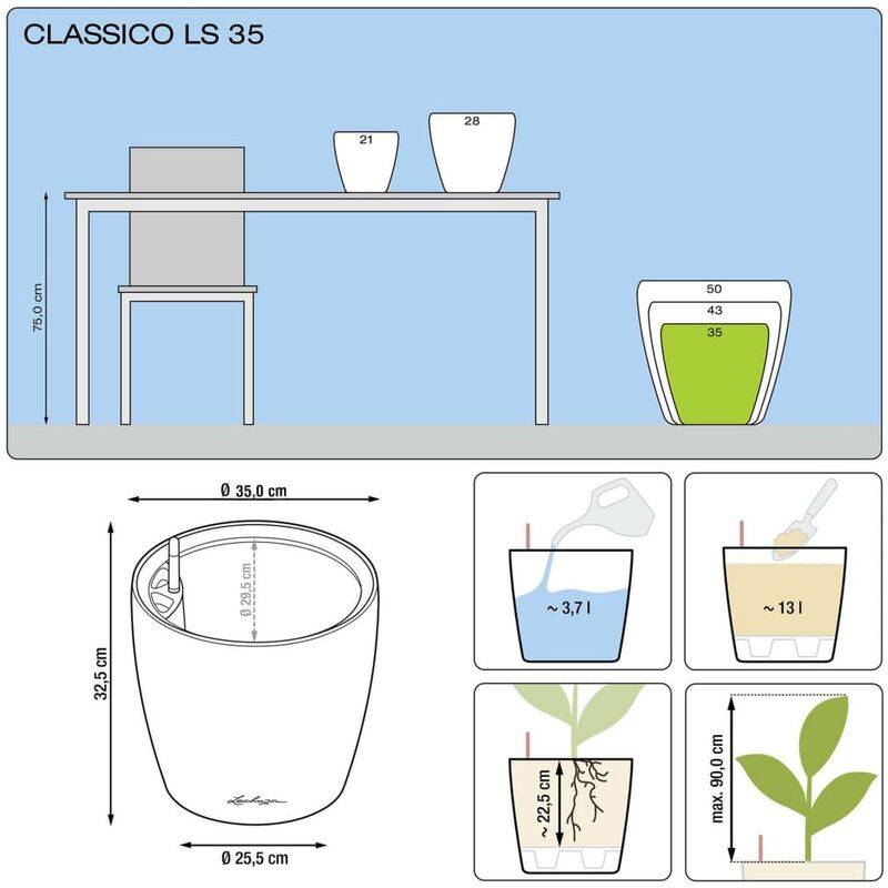 Jardinière Classico LS plastique charbon métallisé Ø35xH.32,5 cm - Lechuza - Imagen 4