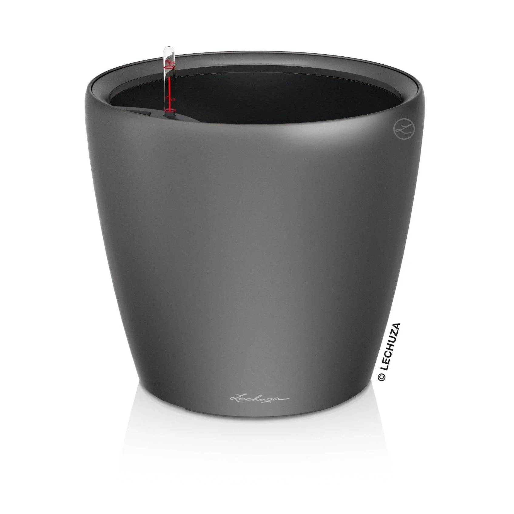 Jardinière Classico LS plastique charbon métallisé Ø35xH.32,5 cm - Lechuza - Imagen 2