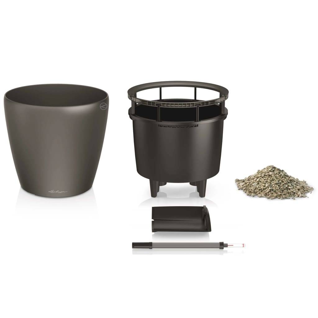 Jardinière Classico LS plastique charbon métallisé Ø35xH.32,5 cm - Lechuza - Imagen 9