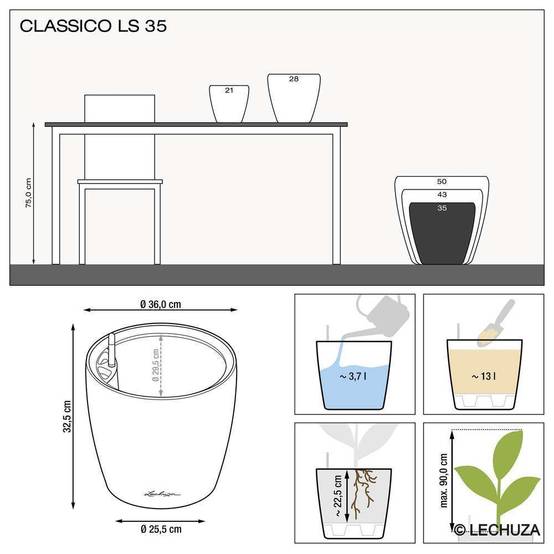 Lechuza - Jardinière Classico 35 LS All-in-One - LECHUZA - Image 3