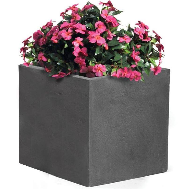 Bac à fleurs fibre de terre L55 H46 cm anthracite