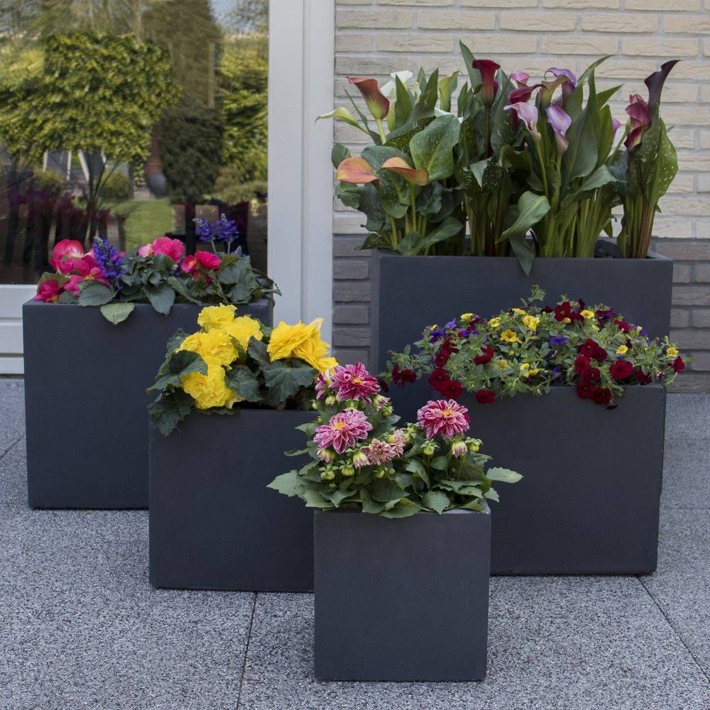 Bac à fleurs fibre de terre L55 H46 cm anthracite - Imagen 4
