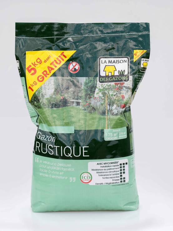 La Maison des Gazons - Gazon rustique avec engrais - 5 kg dont 1 kg gratuit
