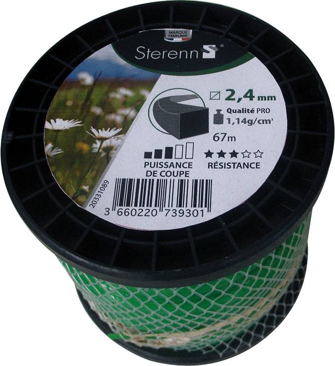 Fil Nylon Carre Bobine 67M 2.4mm Vert