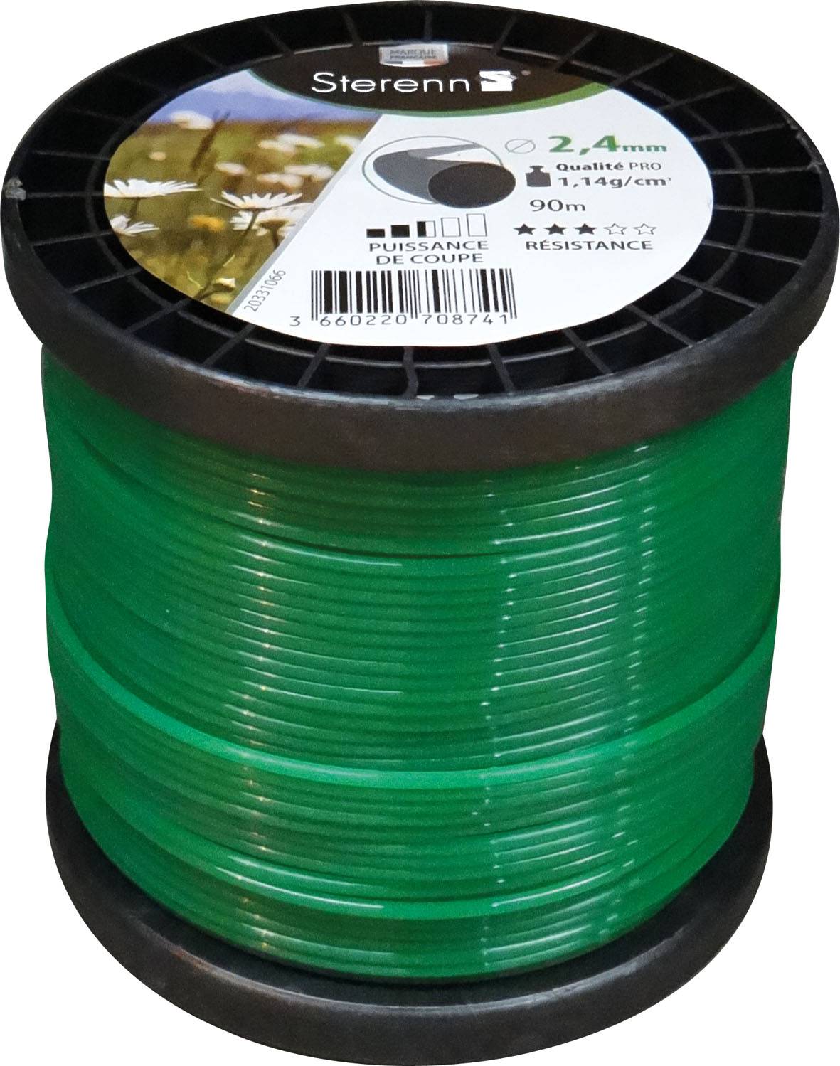 Fil Nylon Rond Bobine 90M 2,4mm Bob Vert