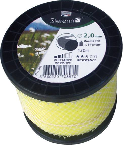 Fil Nylon Rond Bobine 130M 2mm Jaune