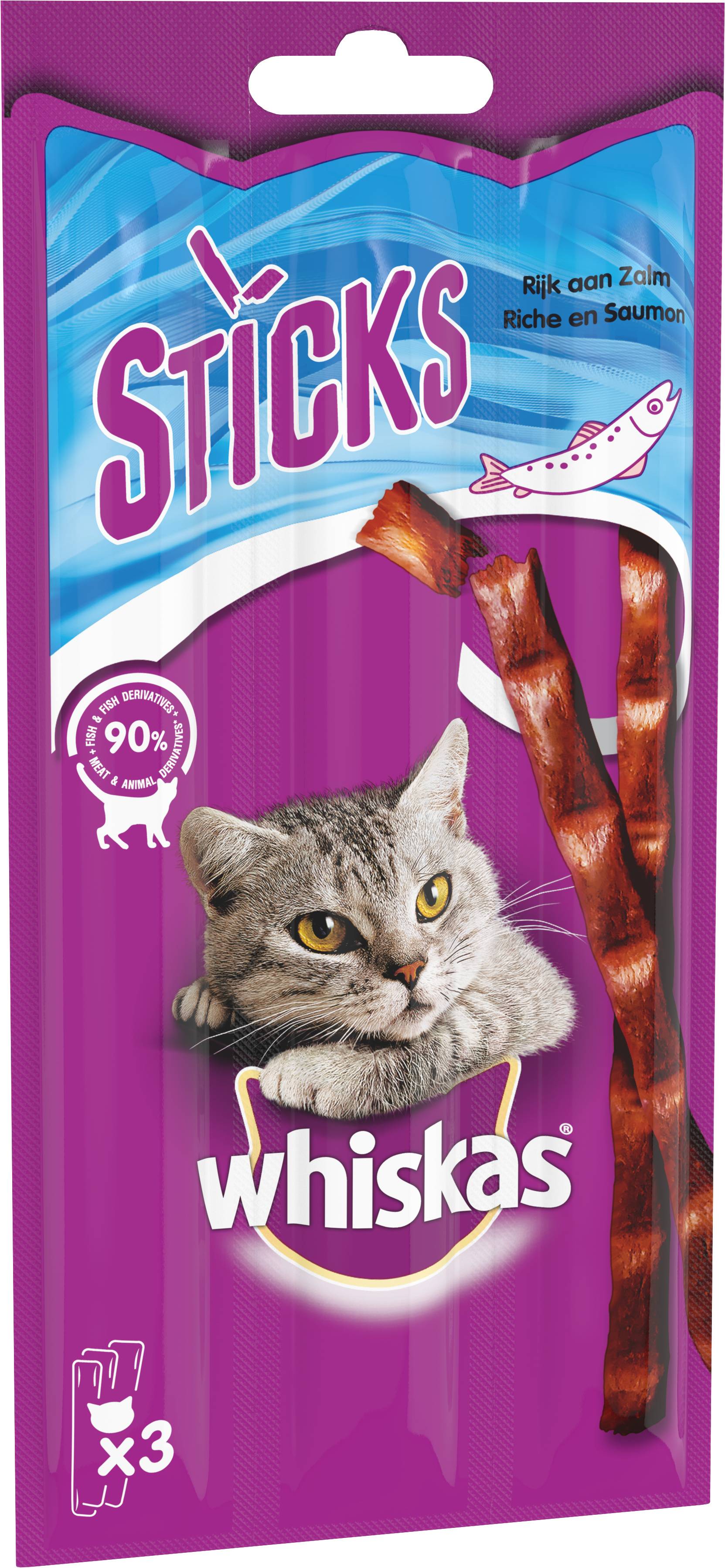 WHISKAS Sticks Friandises au saumon pour chat 3x6g - Imagen 1