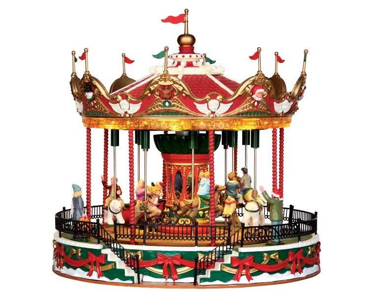 Lemax - Lemax - Figurine animée carousel Santa avec adaptateur 4.5V