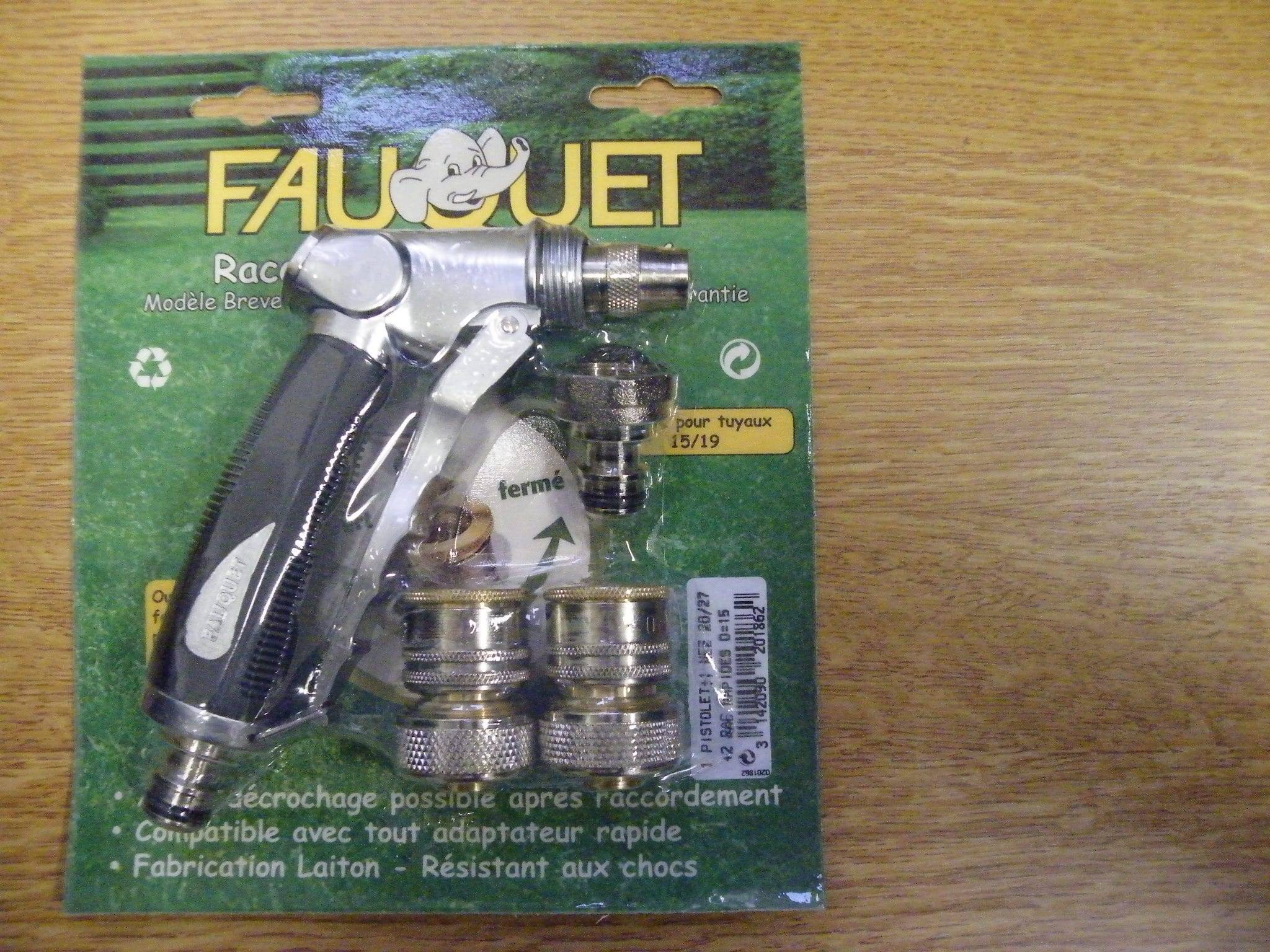 Fauquet - Kit pistolet d'arrosage et 2 raccords rapide sécurité