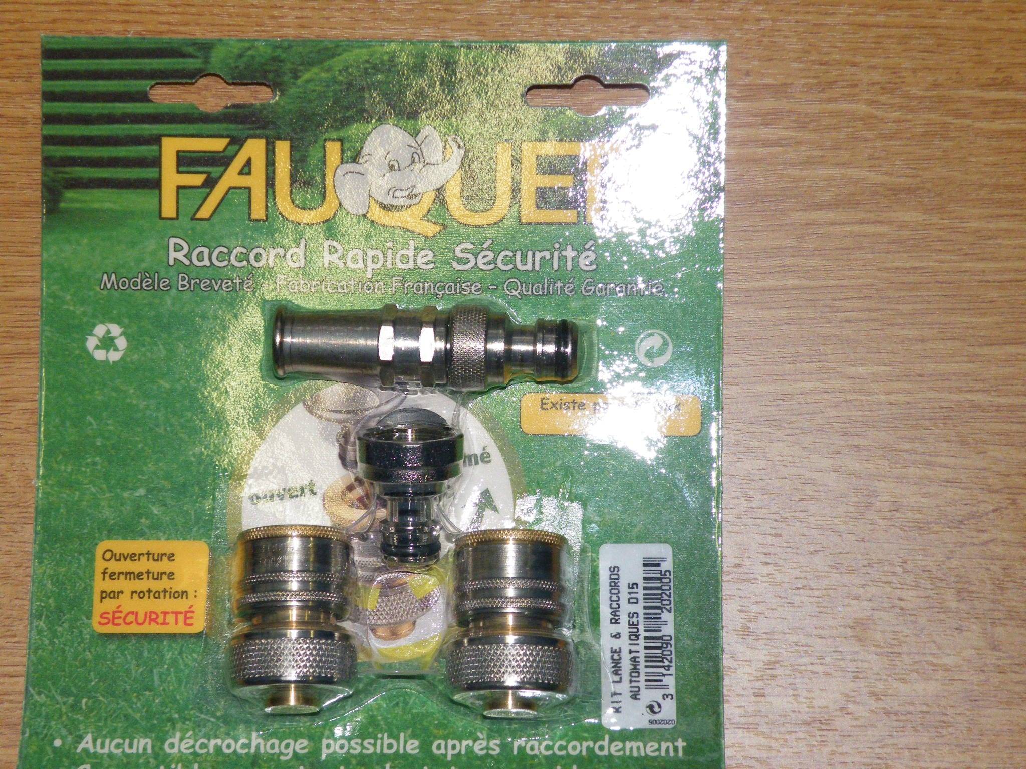 Kit lance d'arrosage métal 2 raccords sécurité D15