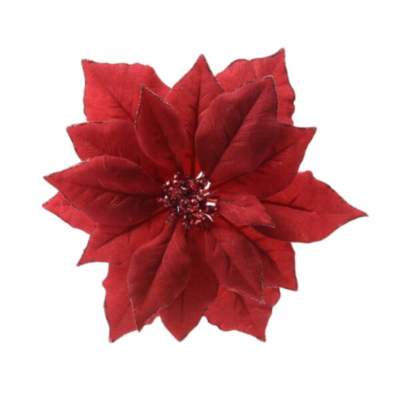 Kaemingk - Poinsettia en polyester sur clip