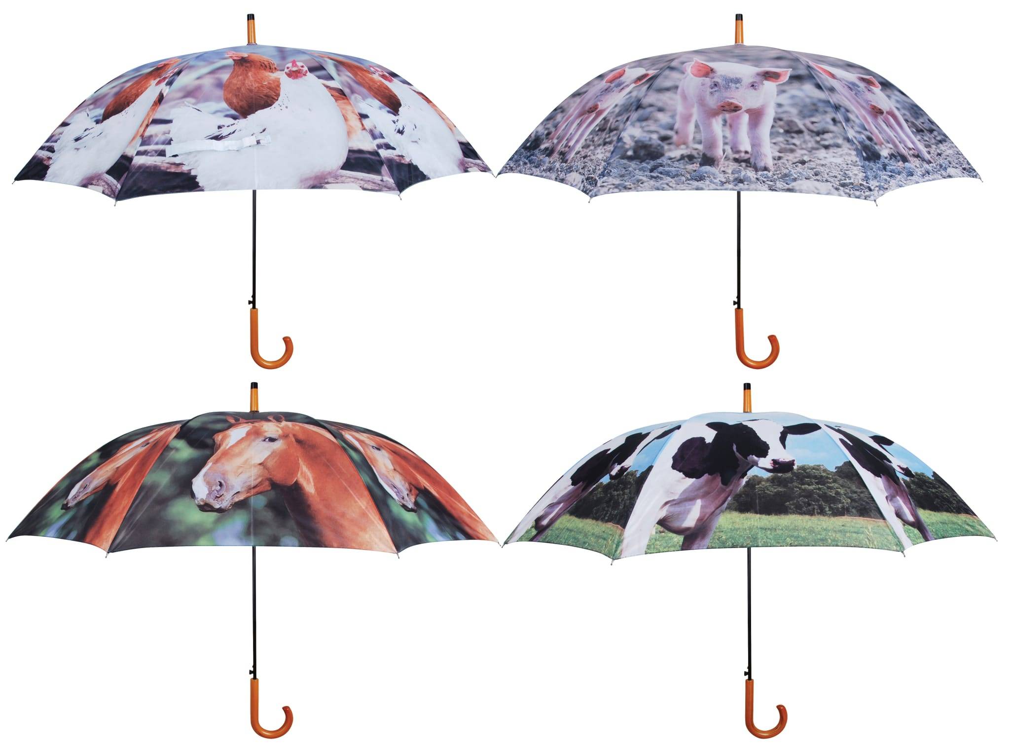 Esschert Design - Paraguas con animales de granja impresos, automático