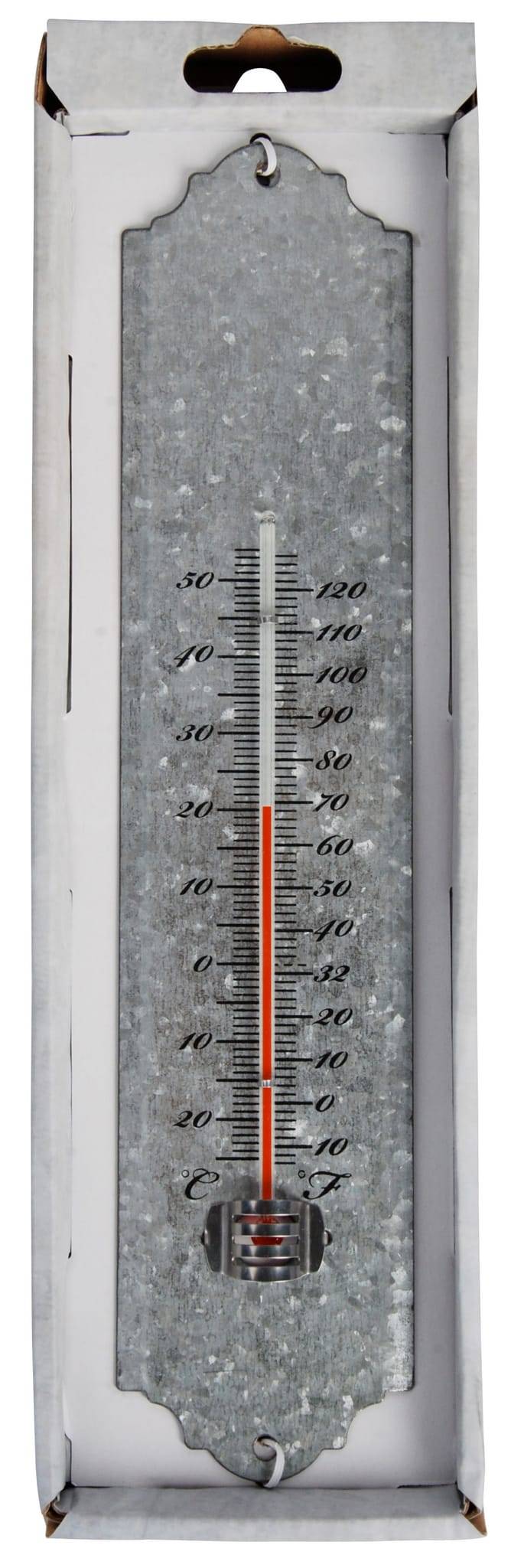 Esschert Design - Thermomètre en zinc gris L.6,7 x l.1,4 x H.30 cm - Image 2