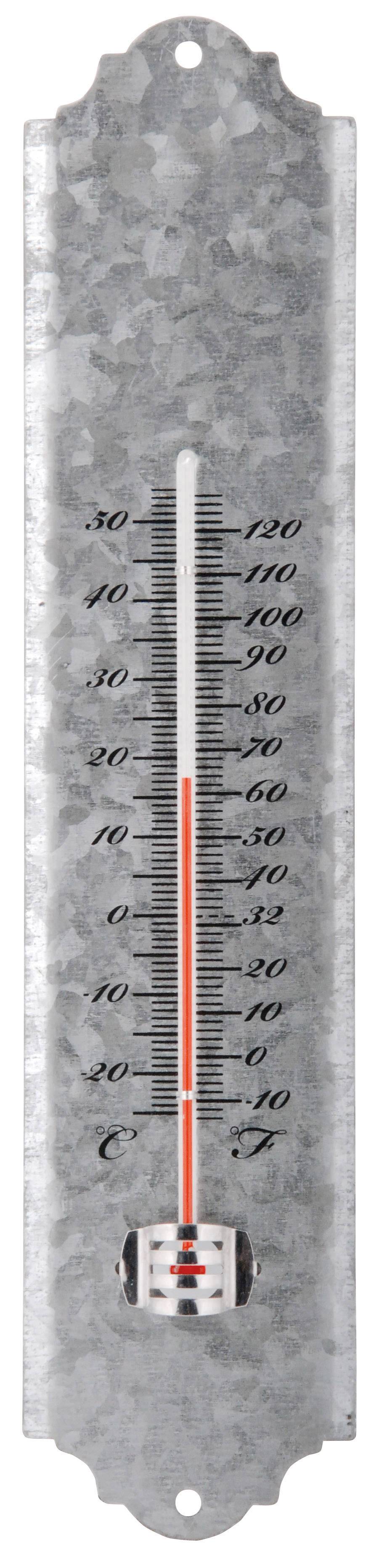 Esschert Design - Thermomètre en zinc gris L.6,7 x l.1,4 x H.30 cm - Image 1