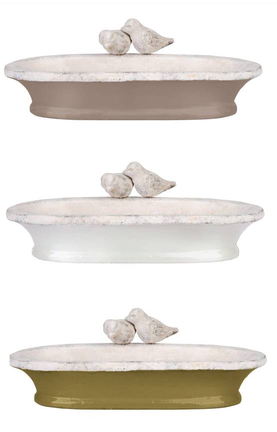 Esschert Design - Bain pour oiseau en céramique - L.37,4 x l.18,6 x H.11,6 cm