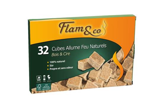 Flam&co - Flam&co - Cubes allume feu bois et cire x32