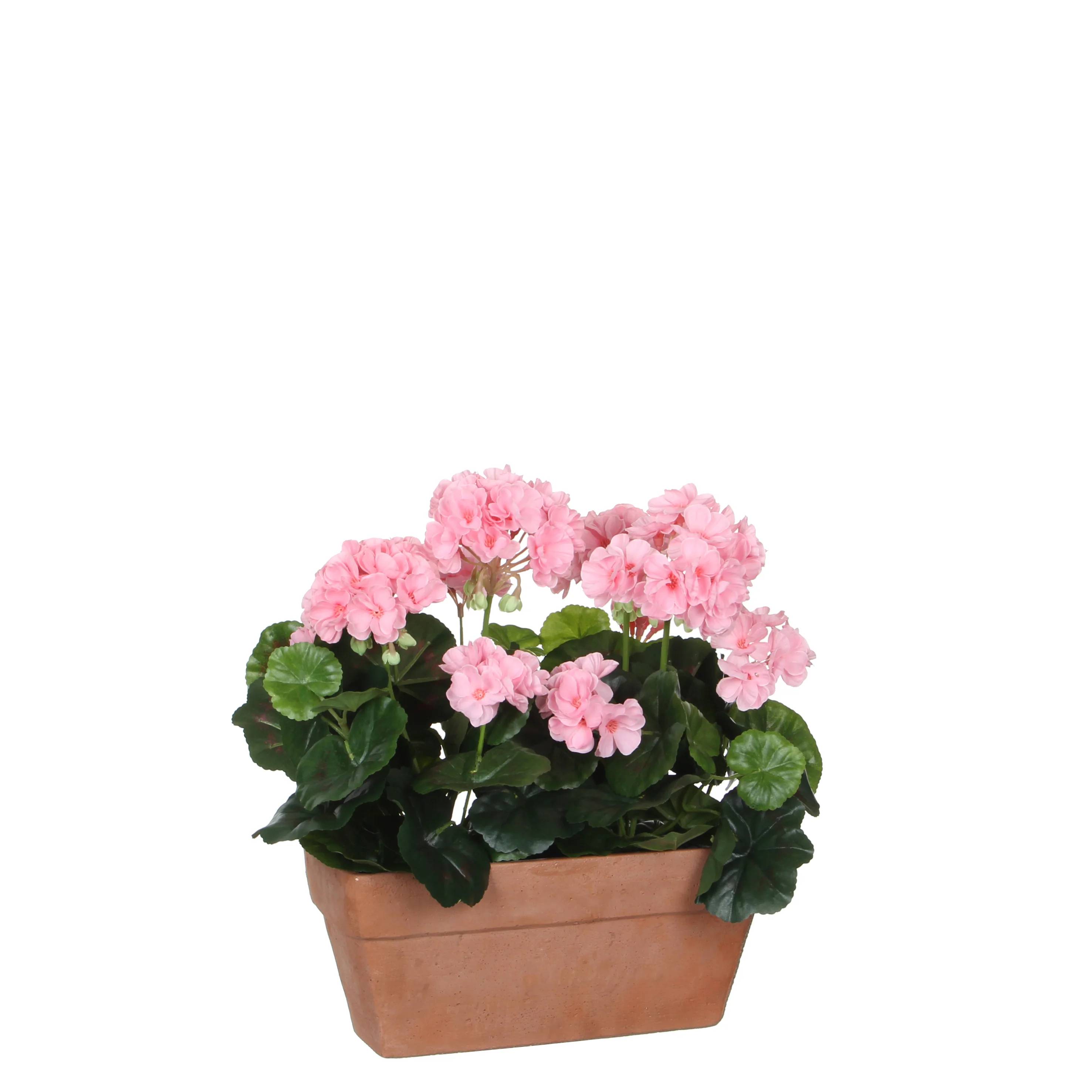 Mica Décoration - Géranium rose artificiel en jardiniere L.29 x l.13 x H.40 cm - Image 2