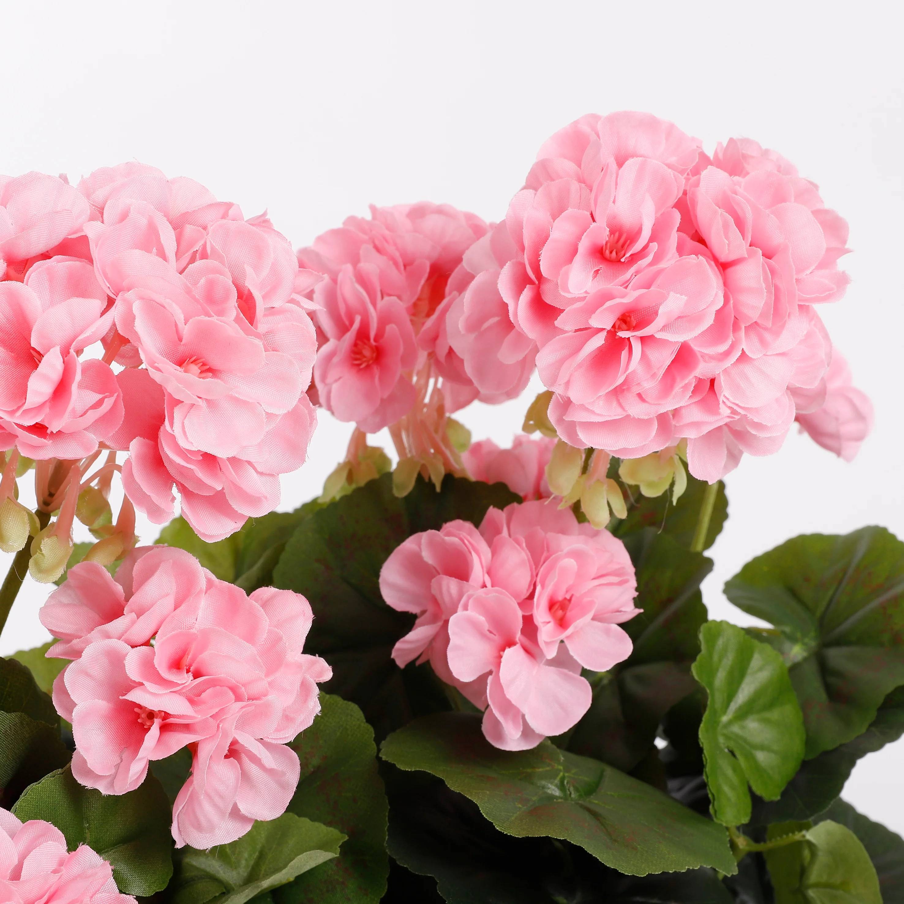 Mica Décoration - Géranium rose artificiel en jardiniere L.29 x l.13 x H.40 cm - Image 5