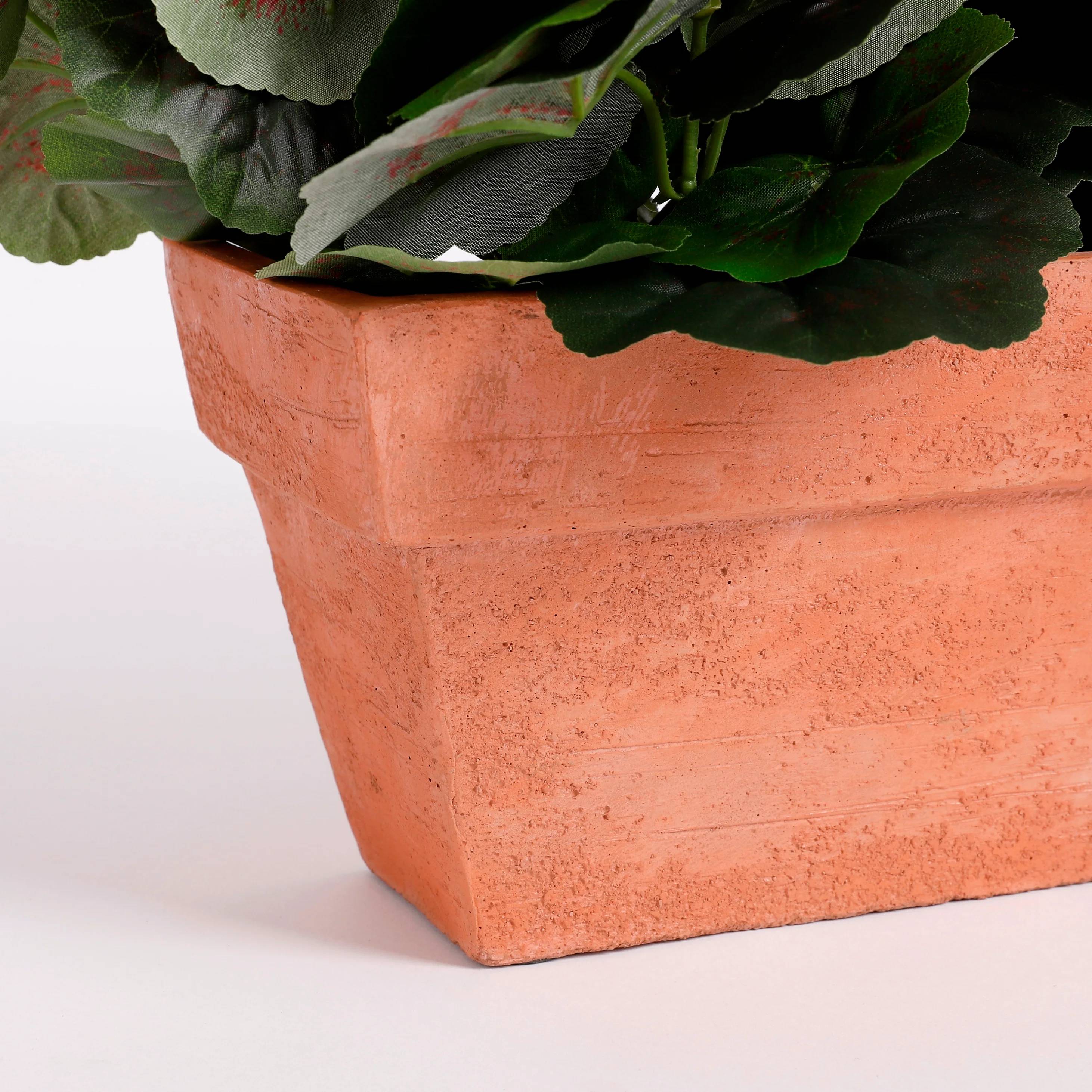 Mica Décoration - Geranio salmón artificial en jardinera L.29 x l.13 x H.40 cm - Imagen 6
