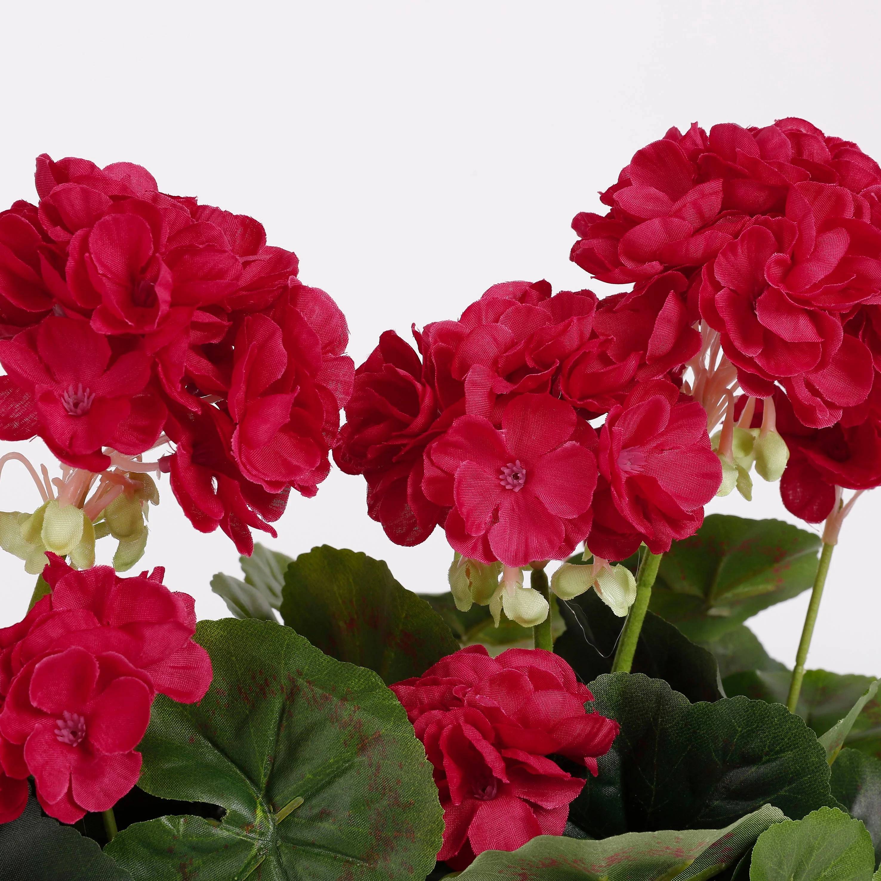 Mica Decorations - Geranio rosa oscuro artificial en jardinera L.29xl.13xH.40 cm - Imagen 7