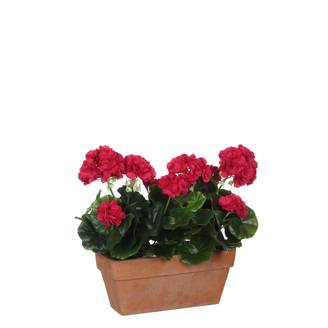 Mica Decorations - Géranium rose foncé artificiel en jardinière L.29xl.13xH.40 cm
