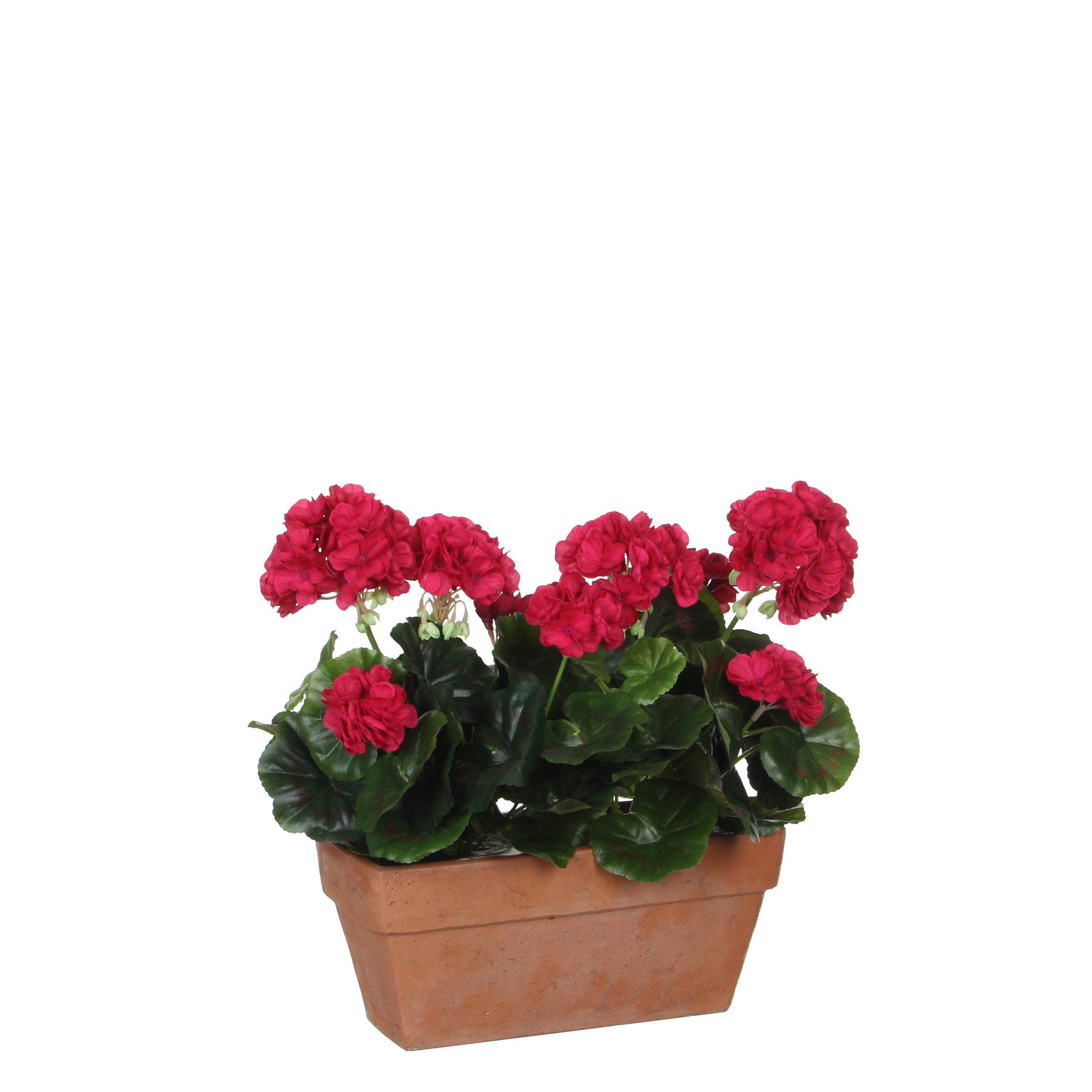Mica Decorations - Geranio rosa oscuro artificial en jardinera L.29xl.13xH.40 cm - Imagen 1