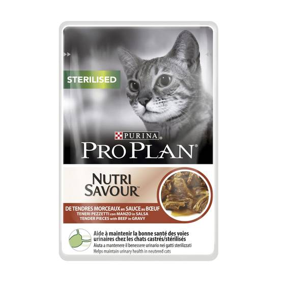 Purina Pro Plan - Pro Plan Chat Nutrisavour Sterilised au Bœuf - Pochons 85 g - Image 1