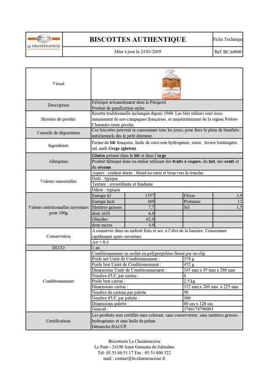 La Chanteracoise - Biscottes authentique 370 g - Image 2
