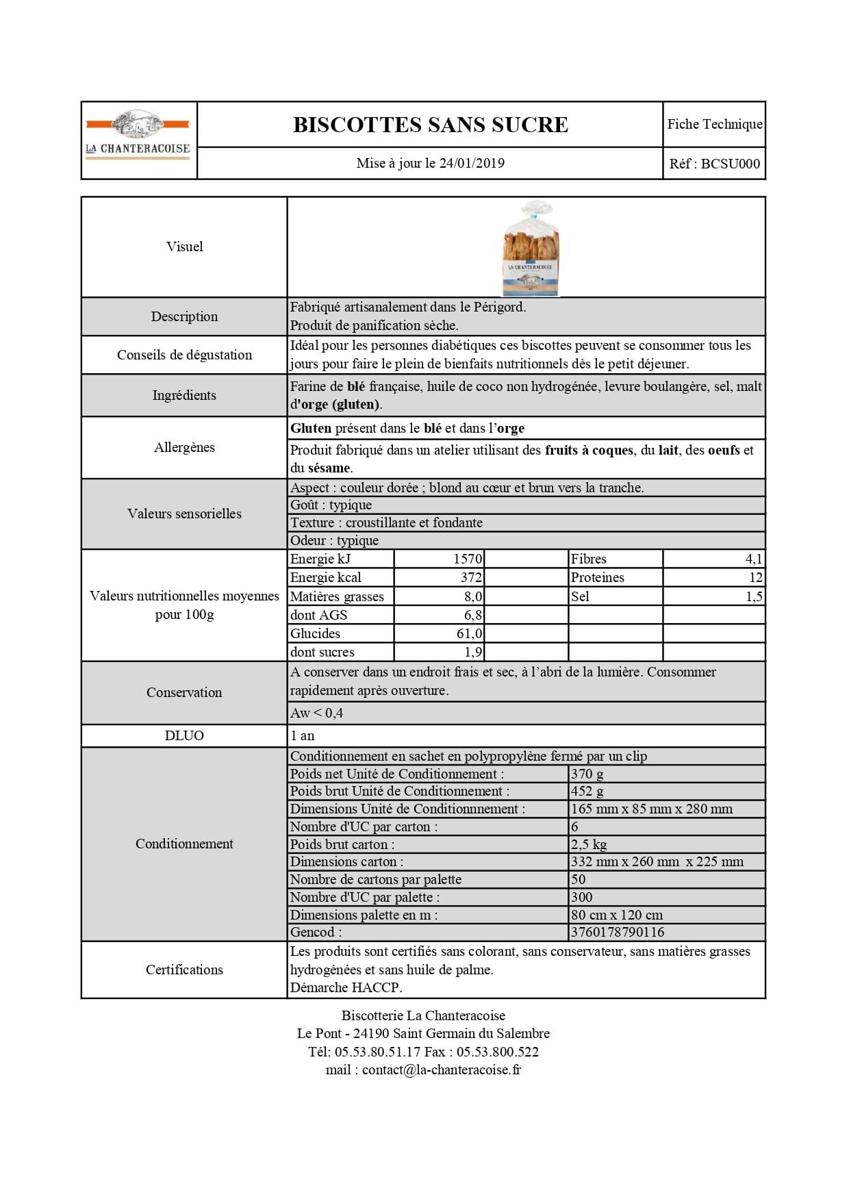 La Chanteracoise - Biscottes sans sucre 370 g - Image 2