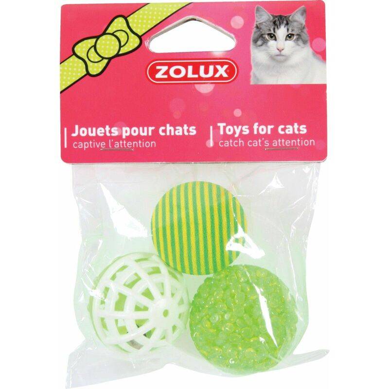 Zolux - Jouet chat 3 balles variées H 4 cm – ZOLUX - Imagen 2