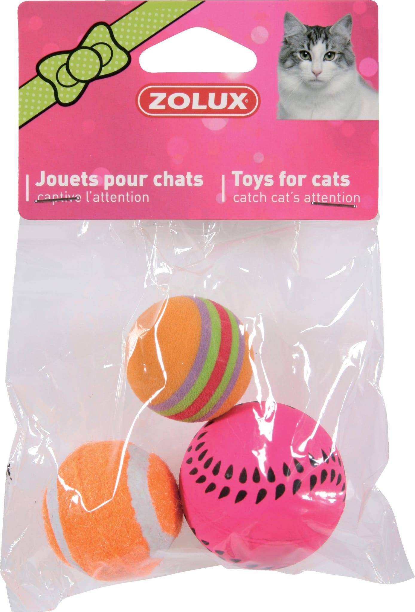 Zolux - Jouet chat 3 balles variées H 4 cm – ZOLUX - Imagen 1