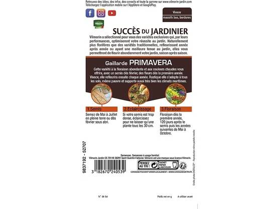 Vilmorin - Gaillarde primavera série 2 sachet graines 0,5 g - Vilmorin - Image 4