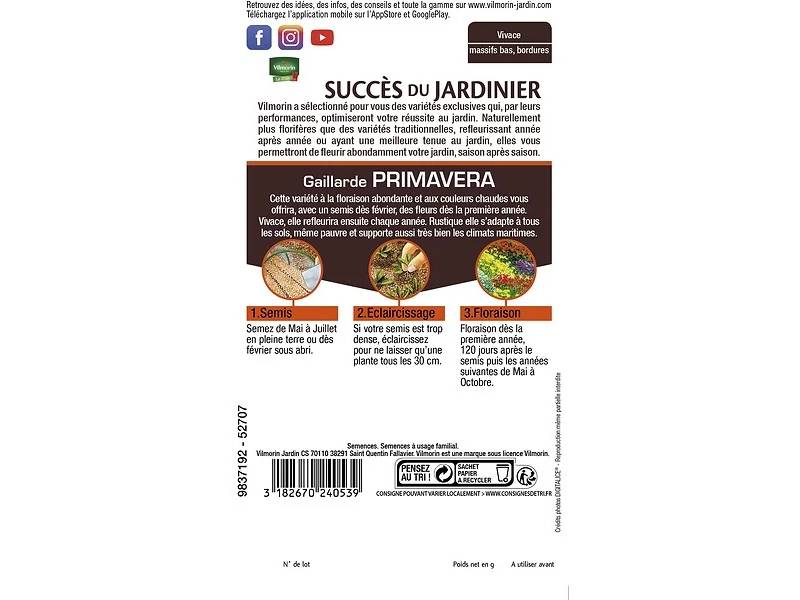 Vilmorin - Gaillarde primavera série 2 sachet graines 0,5 g - Vilmorin - Image 4