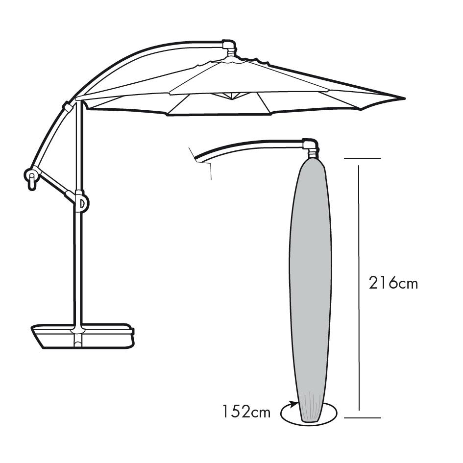 Garden ID - Housse premium noir - Parasol déporté - Ø152h216cm
