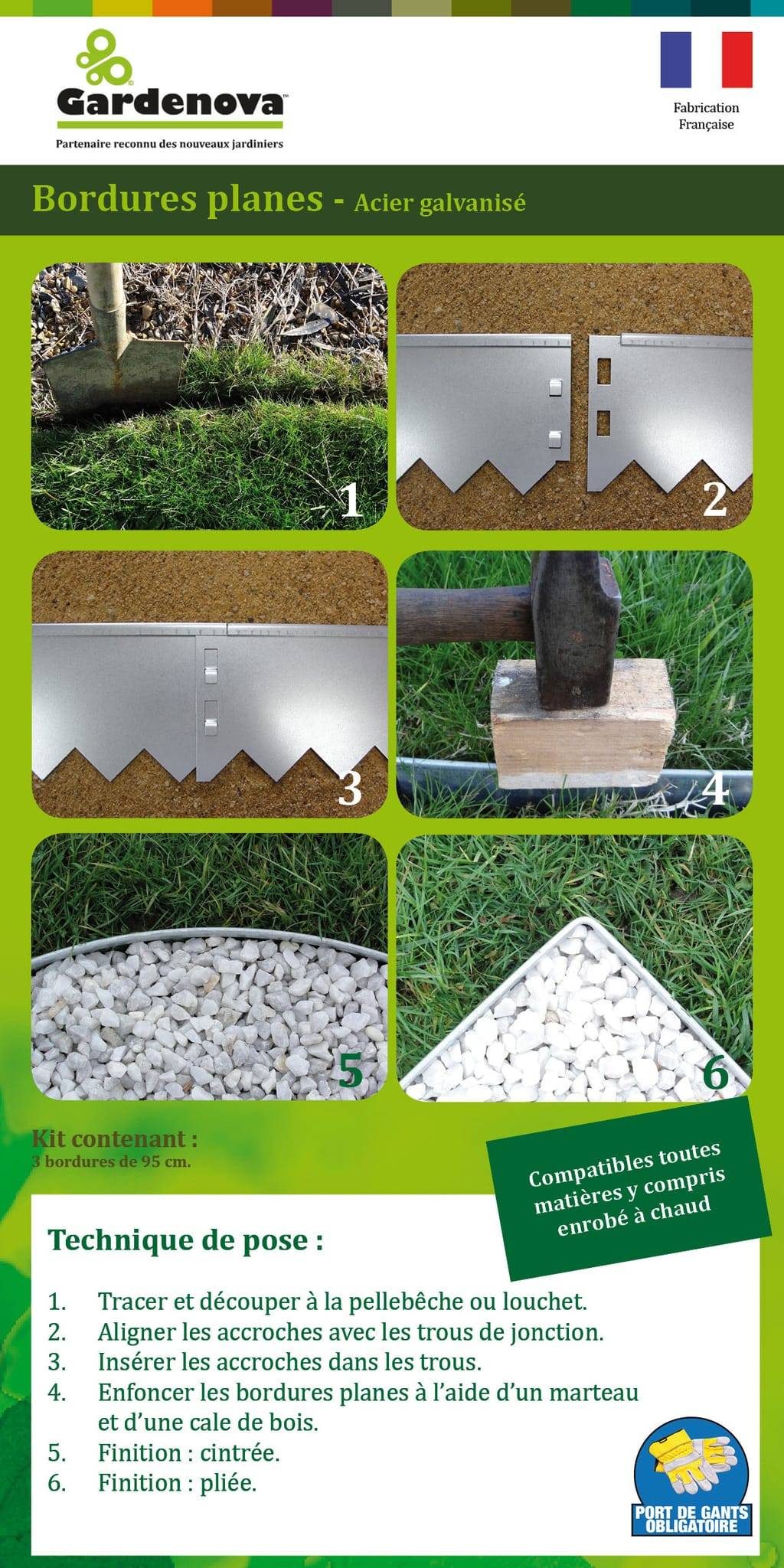 Gardenova - 3 bordures premium en acier 100mm x 955mm - Imagen 3