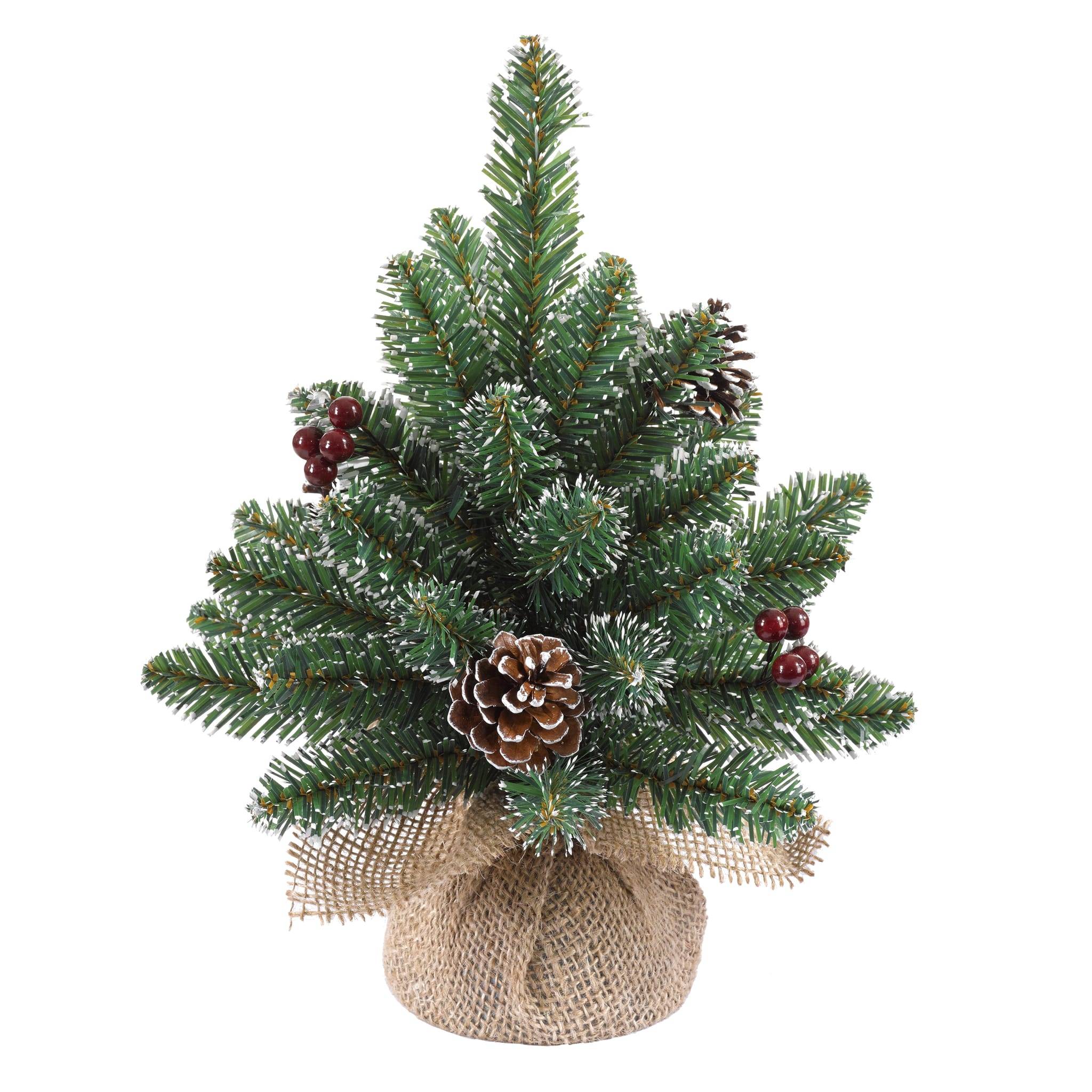 Derby sapin de noel w burlap vert TIPS 36 -pvc-Vert- h30xd20cm