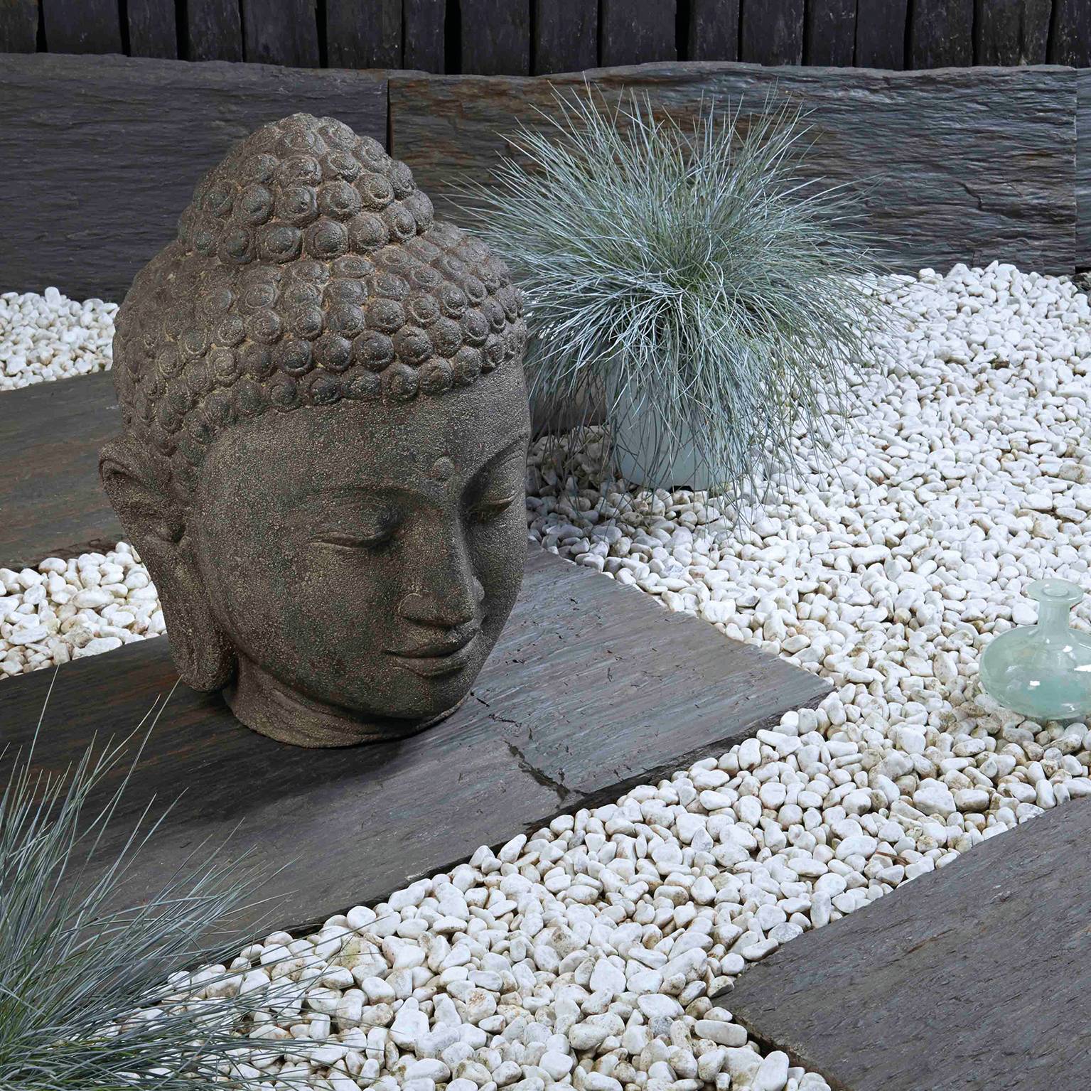 Décoriale - Estatua cabeza de Buda L.35 x l.32 x H.50 cm - Imagen 3